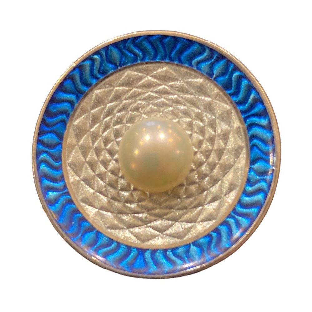 Nicole Barr “Blue Circle” Pearl Brooch /Pendant